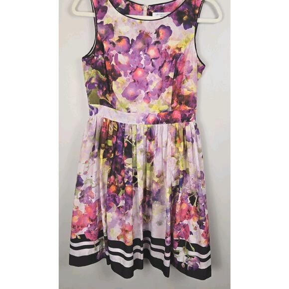 Liz Claiborne Sleeveless A Line ENGLISH GARDEN FLORAL Multi Color PETITE 8P Boho - Picture 1 of 5